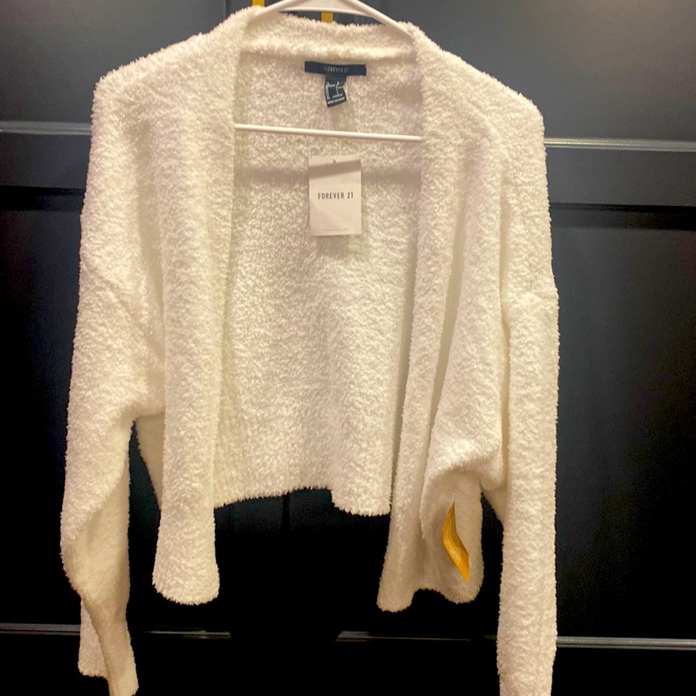 Super soft white fuzzy sweater